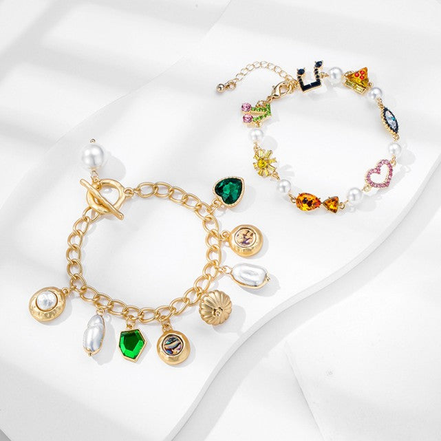 Mixed Charm Toggle Clasp Bracelet