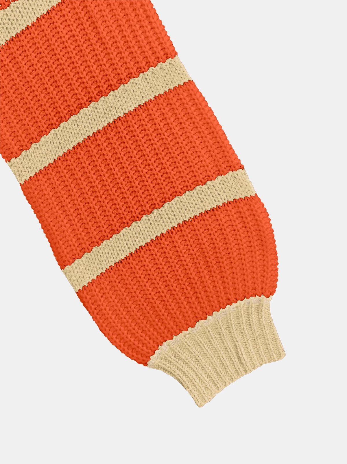 Slouchy Wide Rib Stripe Boat Neck Sweater - Orange_A - 2