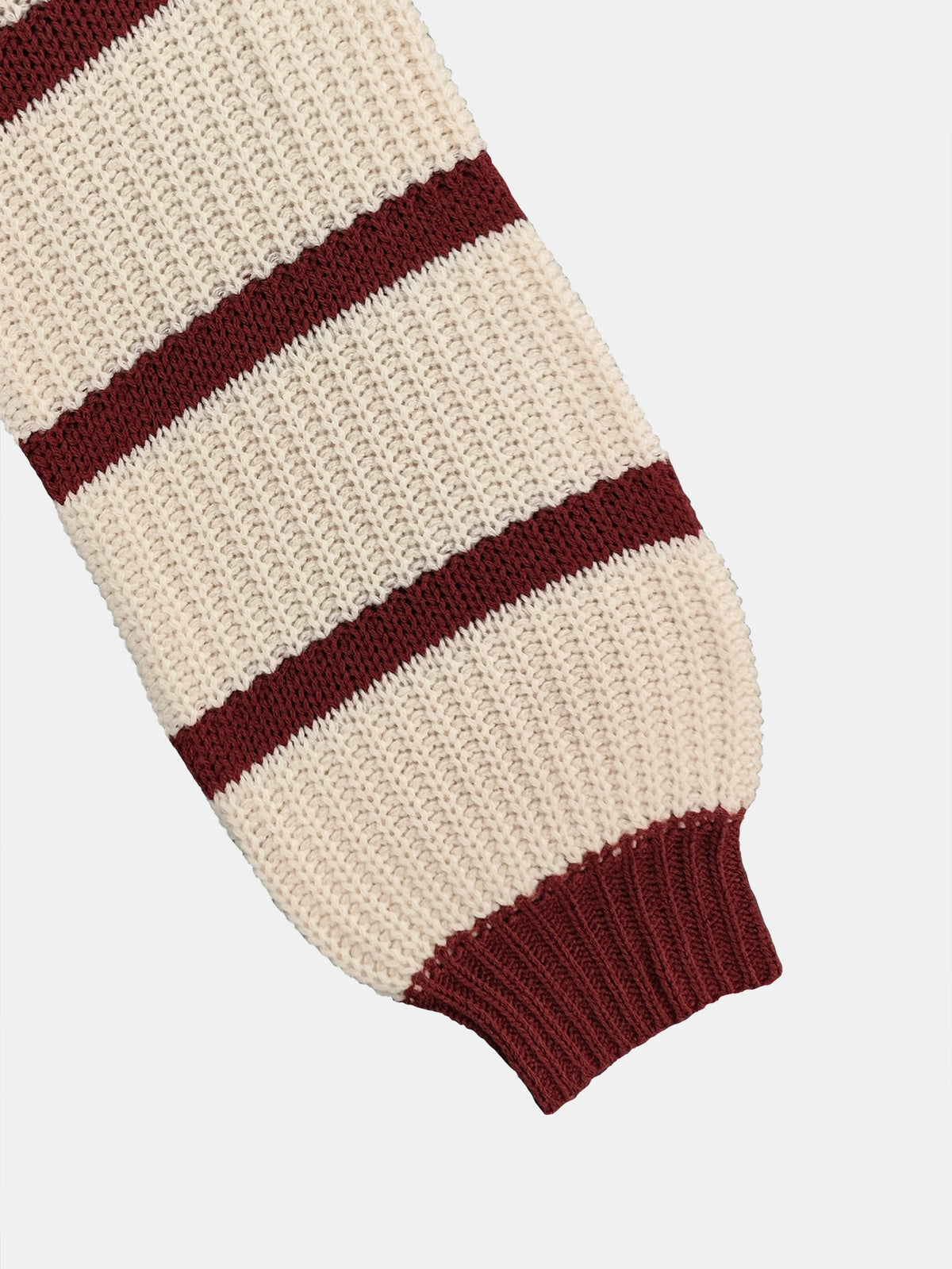 Slouchy Wide Rib Stripe Boat Neck Sweater - White_R - 3