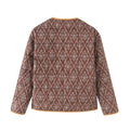 Reversible Quilted Ikat Print Padded Jacket - Brown