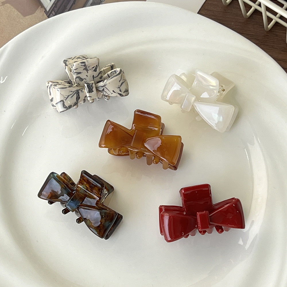 Mini Bow Marbled Hair Claw Clip