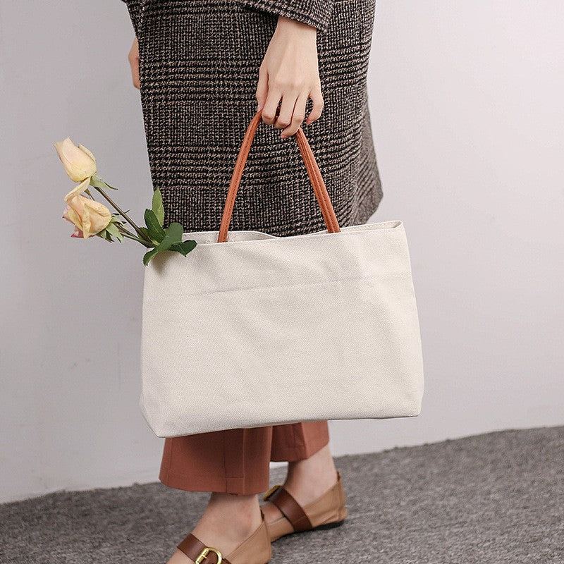 Classic Canvas Tote Bag with Rolled Handles