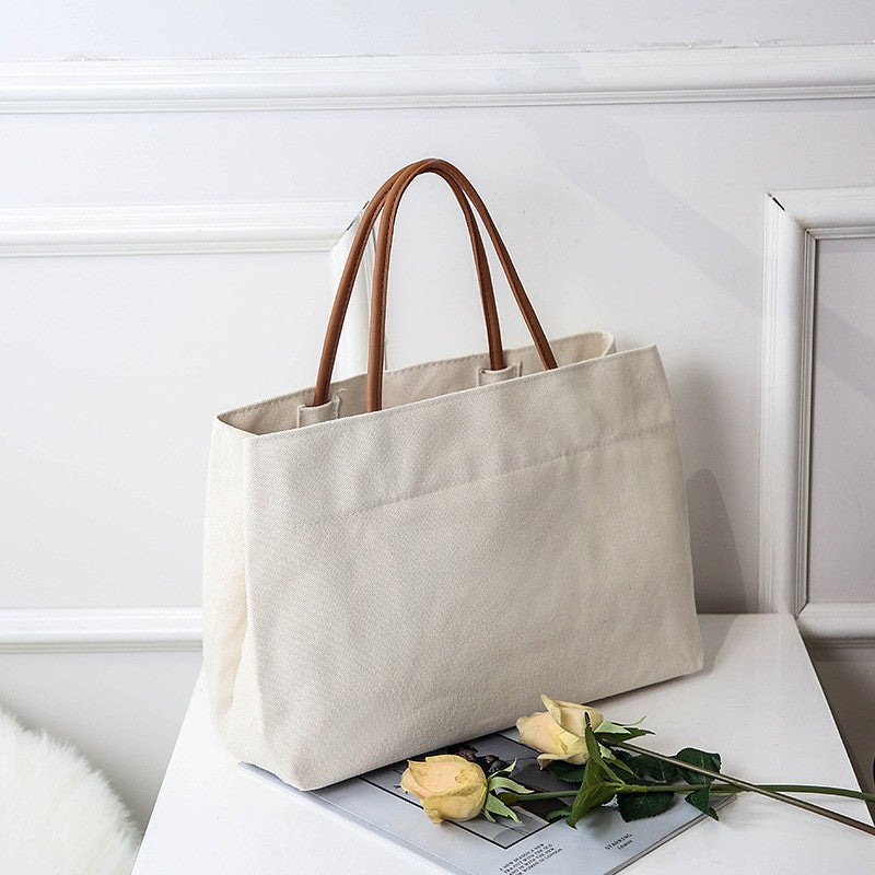 Classic Canvas Tote Bag with Rolled Handles