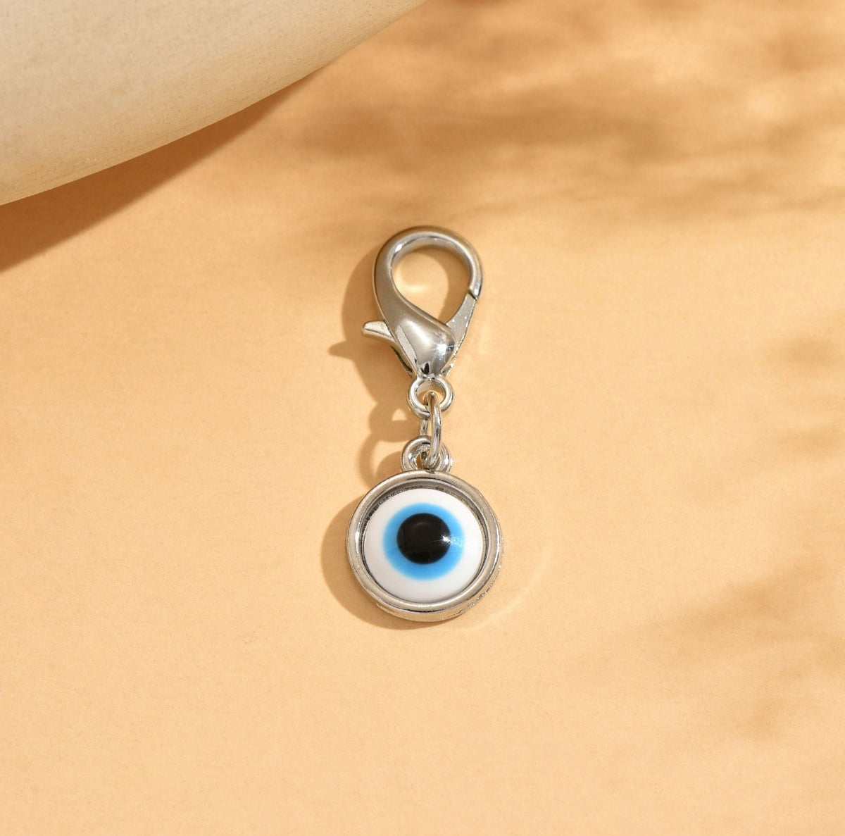 Evil Eye Bead Clip On Keychain Charm - White