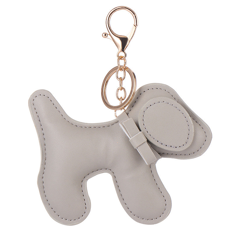 Playful Faux-Leather Puppy Dog Keyring Bag Charm - C6