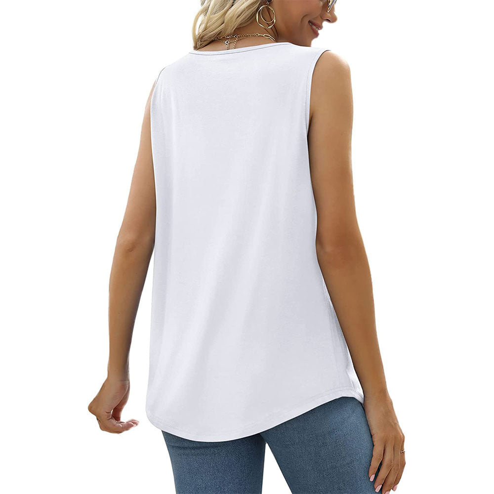 Flowy Pleat Front Curved Hem Tank