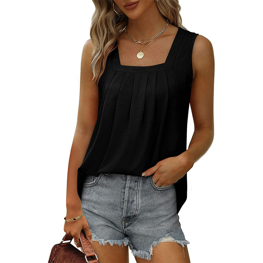 Flowy Pleat Front Curved Hem Tank - view 1