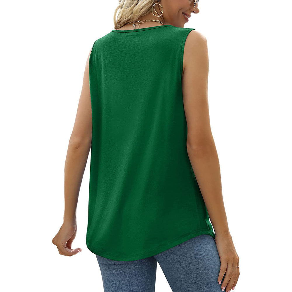 Flowy Pleat Front Curved Hem Tank - view 10