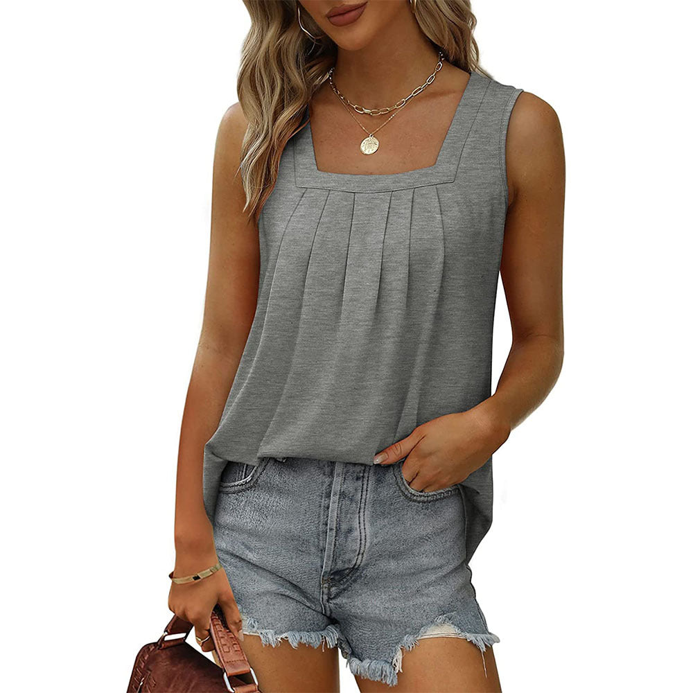 Flowy Pleat Front Curved Hem Tank - view 3