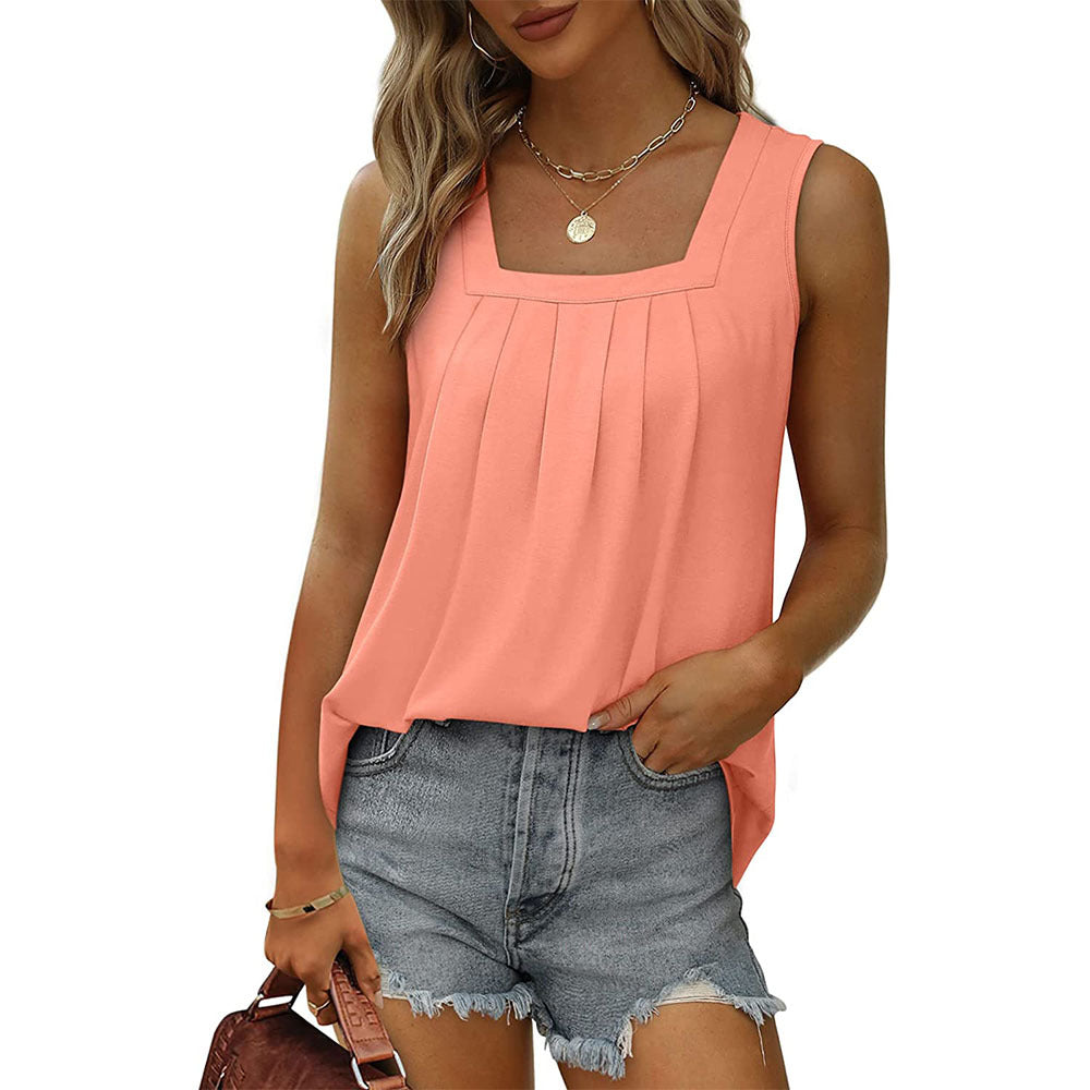 Flowy Pleat Front Curved Hem Tank - view 5