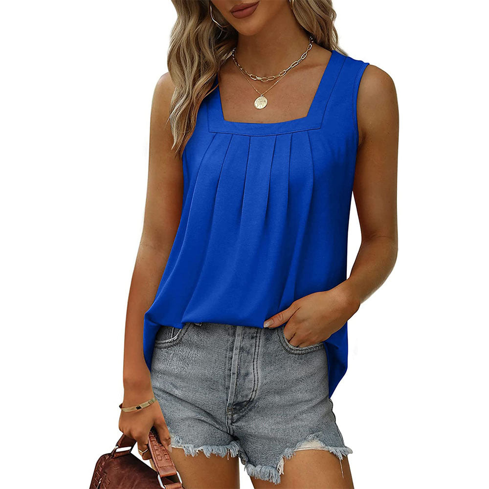Flowy Pleat Front Curved Hem Tank - view 7