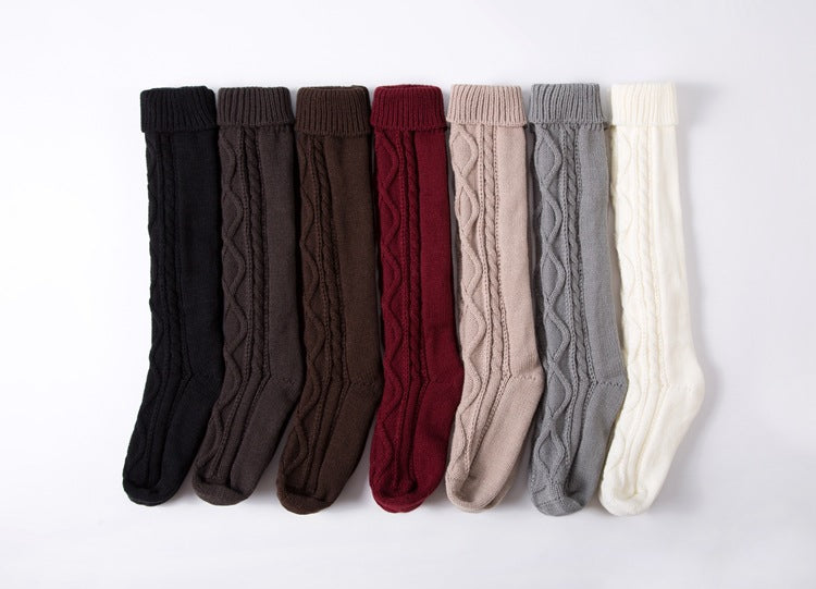 Cable Knit Over The Knee Boot Socks - White - 2