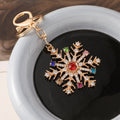 Crystal Snowflake Charm Keyring - Gold