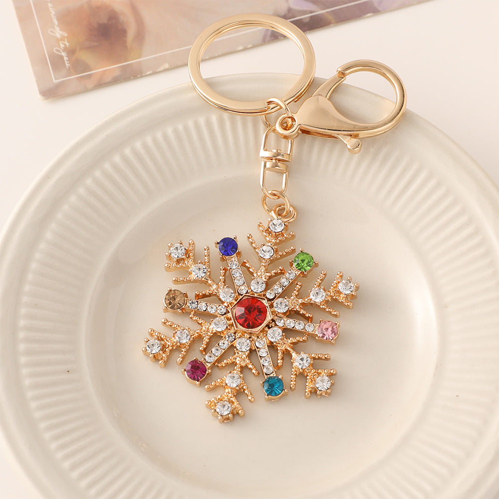 Crystal Snowflake Charm Keyring
