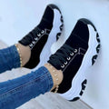 Chunky Platform Lace-Up Sneakers - Black