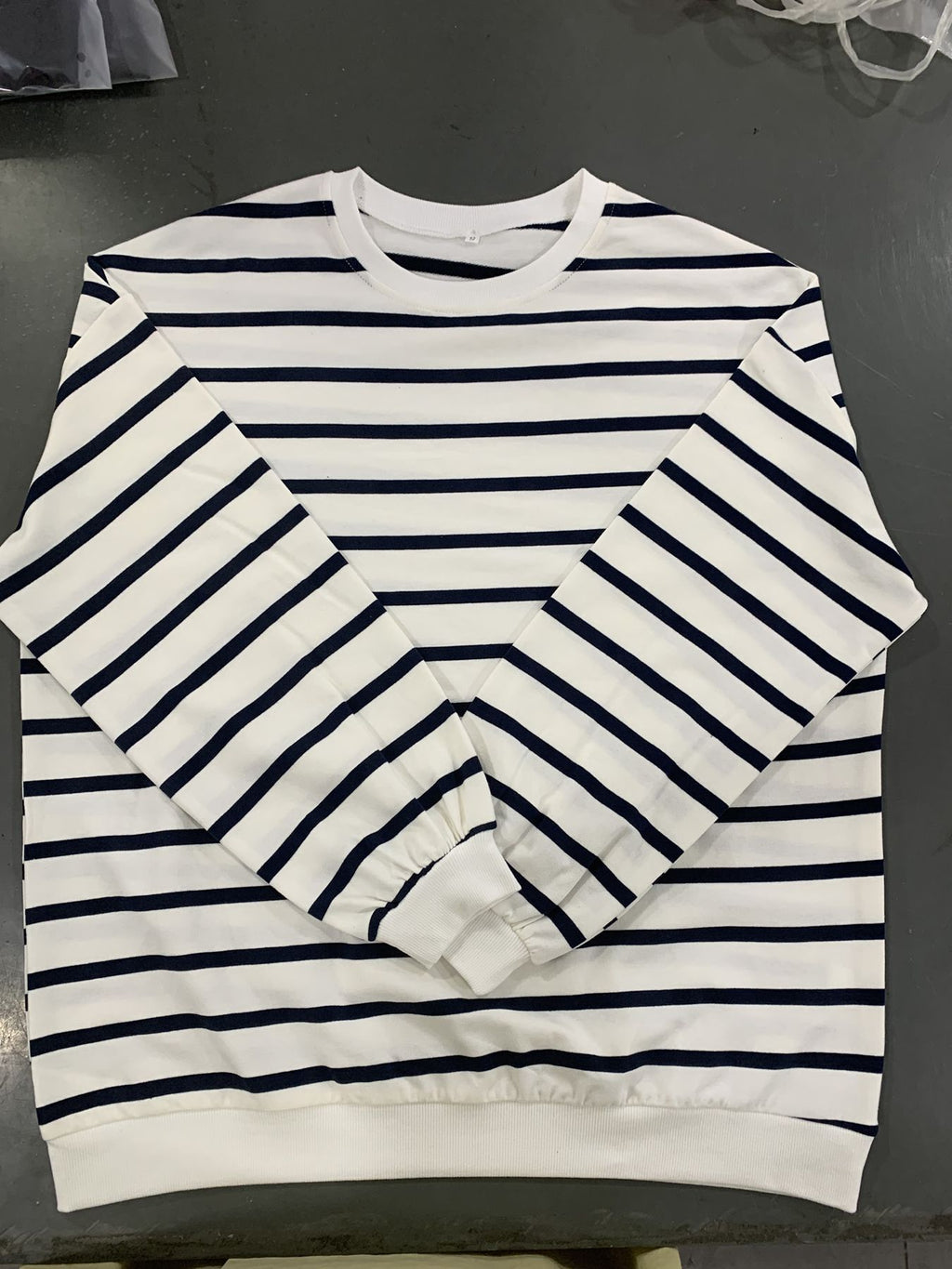 Breton Stripe Drop Shoulder Cotton Pullover - White - 3