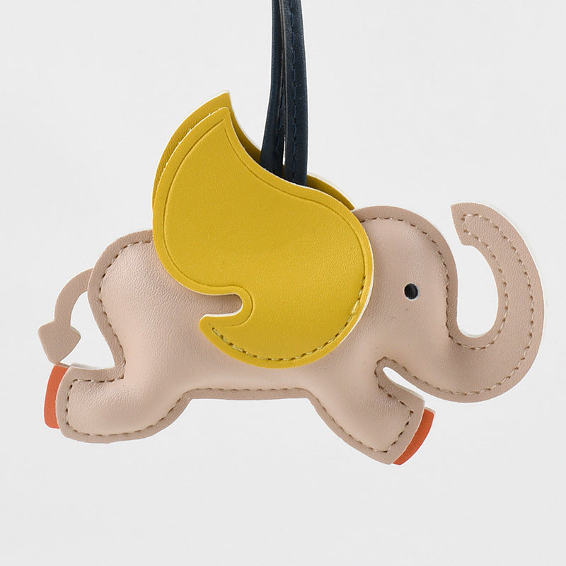 Playful Elephant Purse Charm Keychain - Apricot