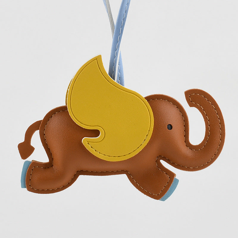 Playful Elephant Purse Charm Keychain - Brown