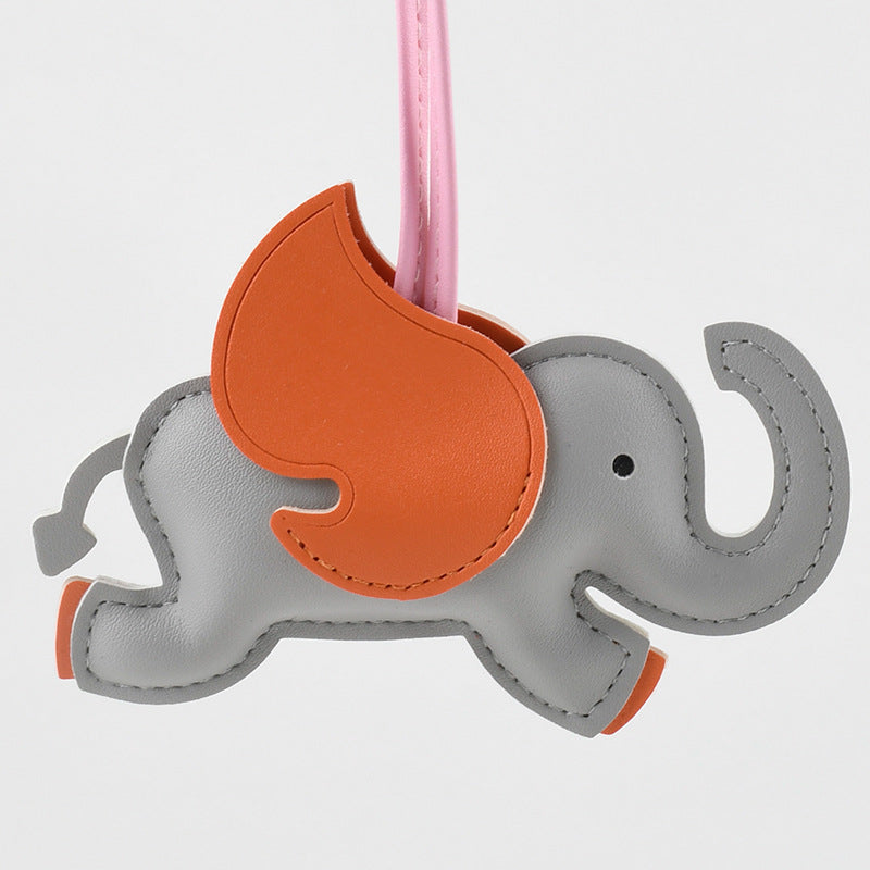 Playful Elephant Purse Charm Keychain - Grey
