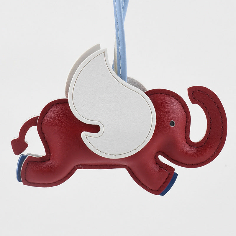 Playful Elephant Purse Charm Keychain - Jujube-Red