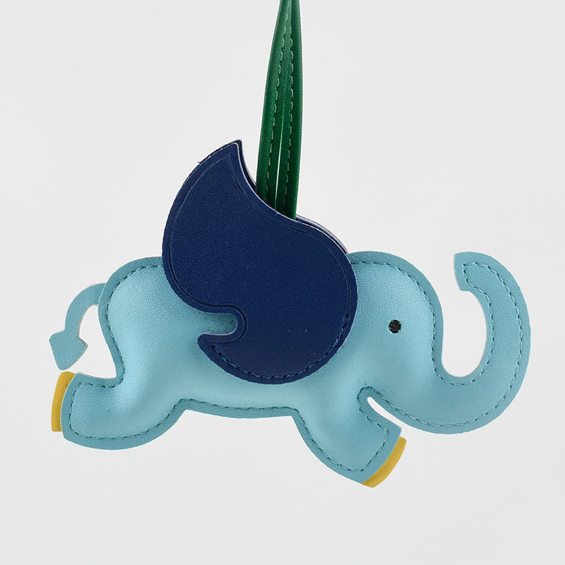 Playful Elephant Purse Charm Keychain - Light-Blue