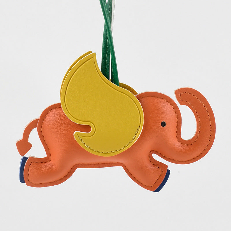 Playful Elephant Purse Charm Keychain - Orange