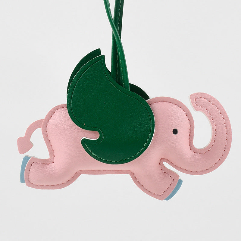 Playful Elephant Purse Charm Keychain - Pink