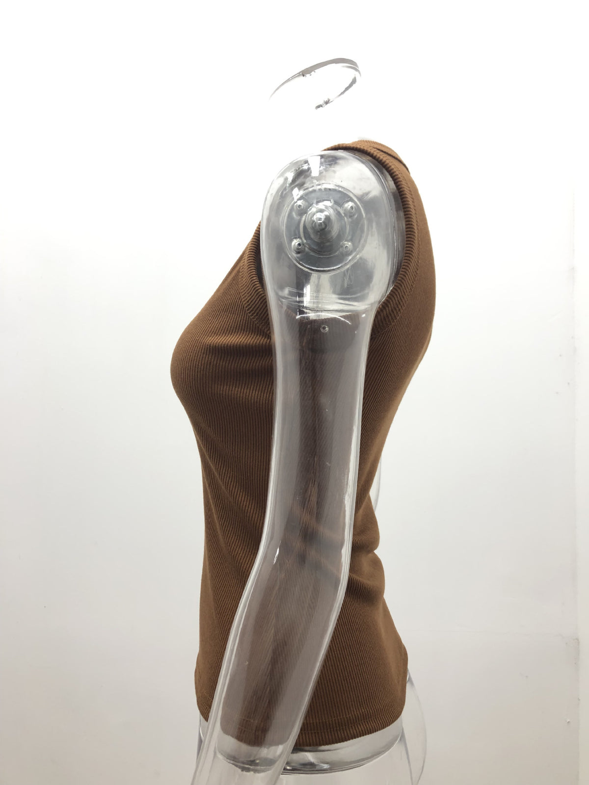 Ribbed Sleeveless Fitted Tank Top - Brown - 2