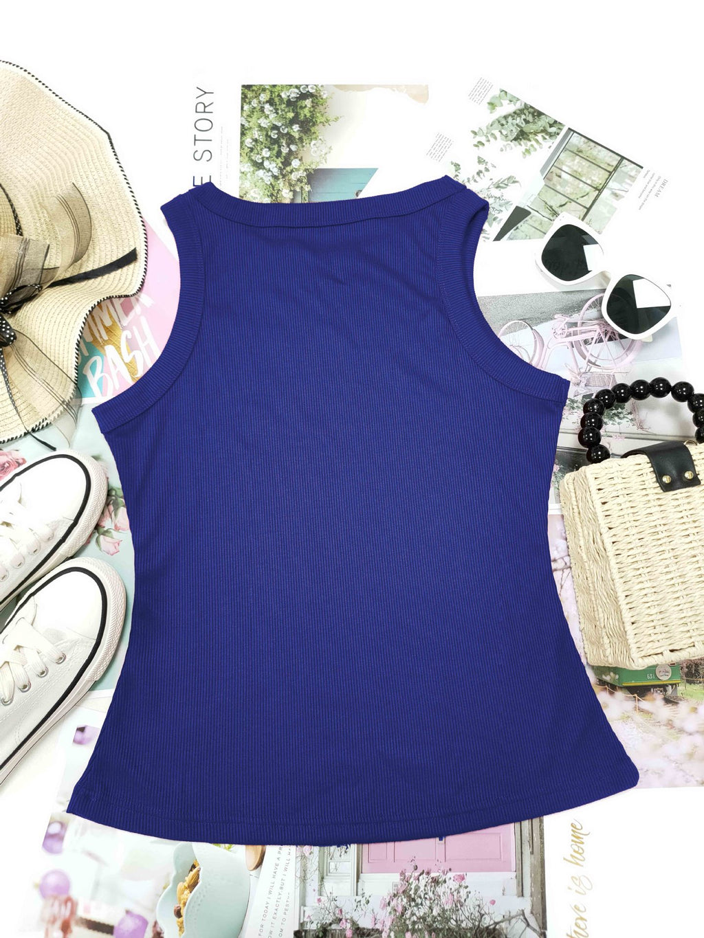Ribbed Sleeveless Fitted Tank Top - view 11