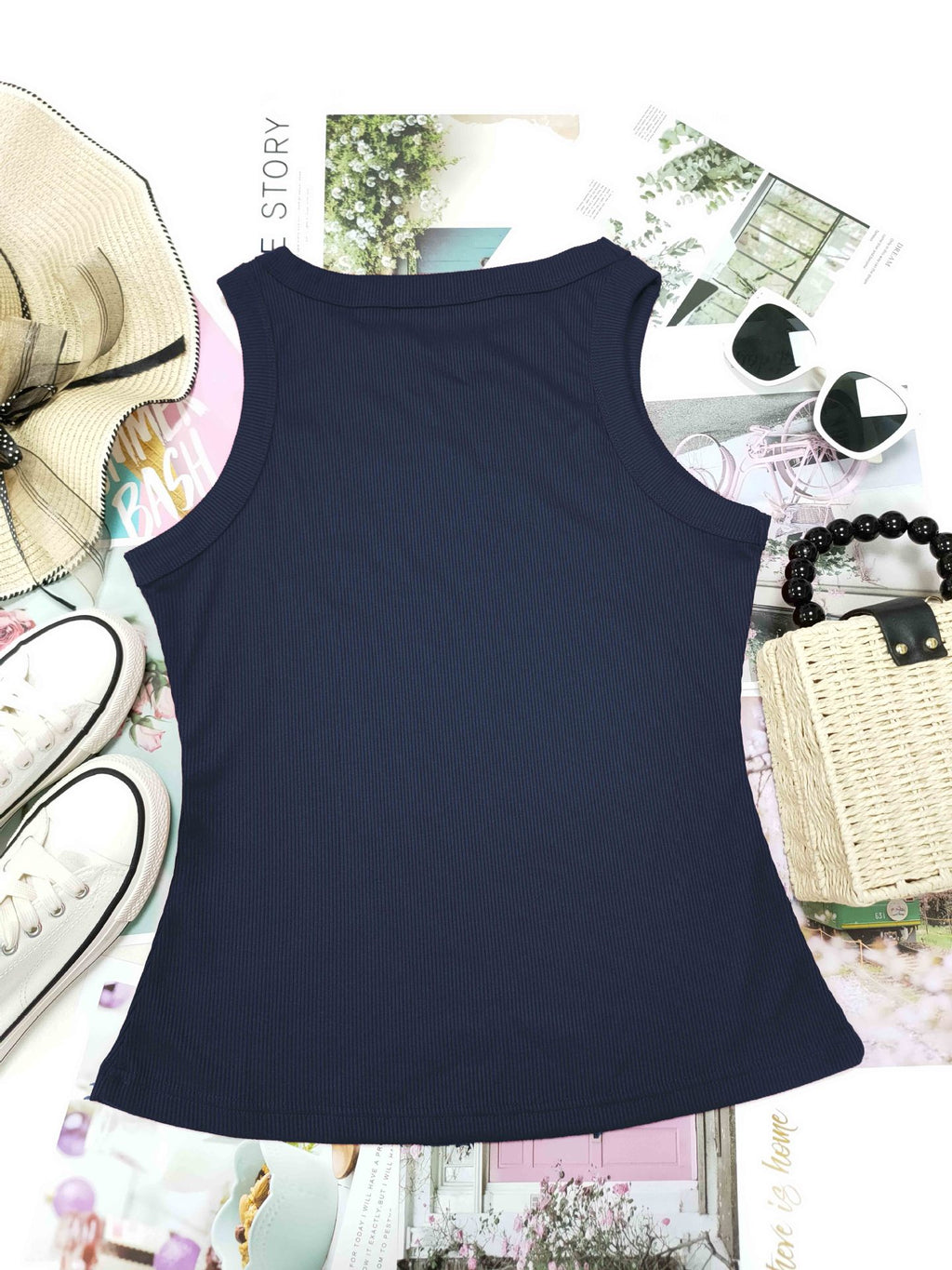 Ribbed Sleeveless Fitted Tank Top - view 5
