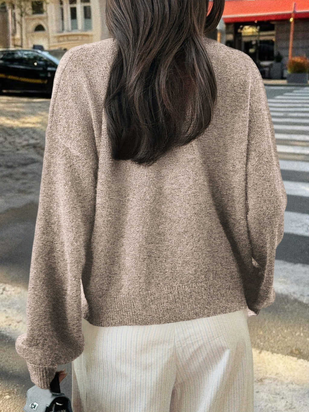 Soft Brushed Knit Round Neck Cardigan