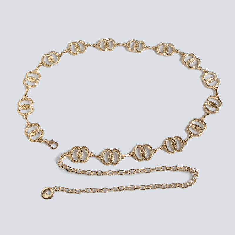 Interlocking Double Ring Chain Belt - Gold