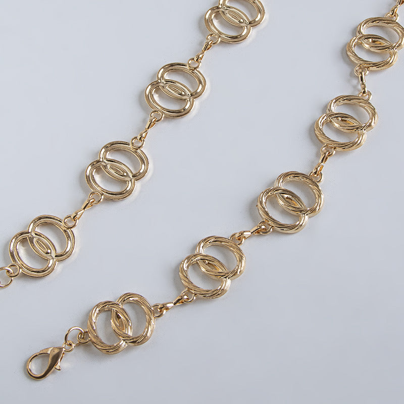 Interlocking Double Ring Chain Belt - Gold - 1