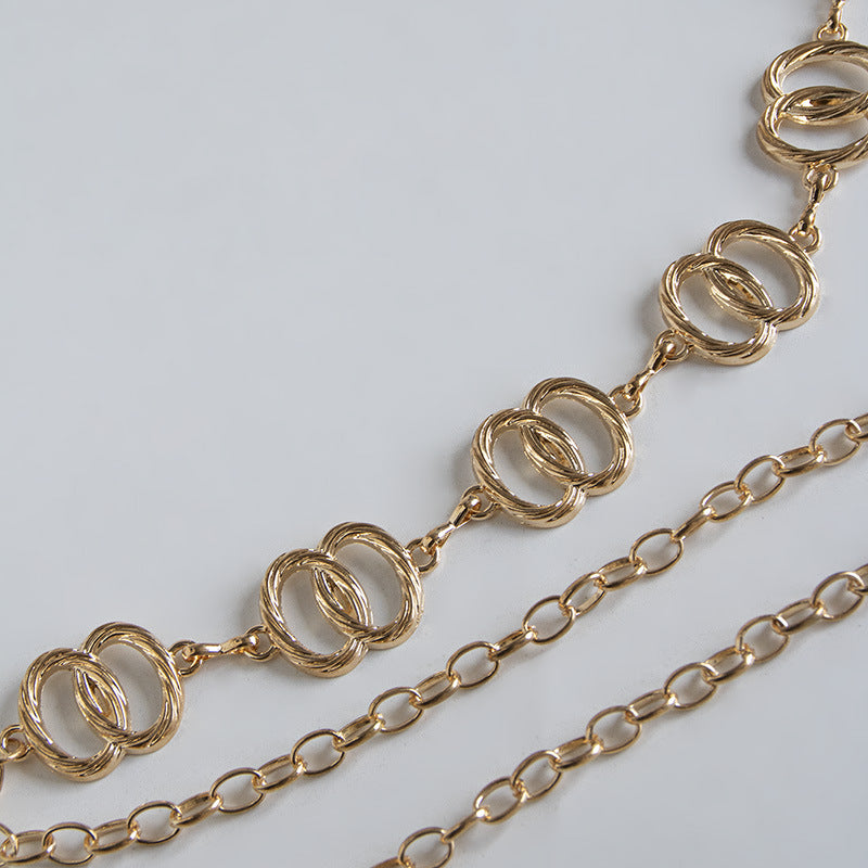 Interlocking Double Ring Chain Belt - Gold - 2