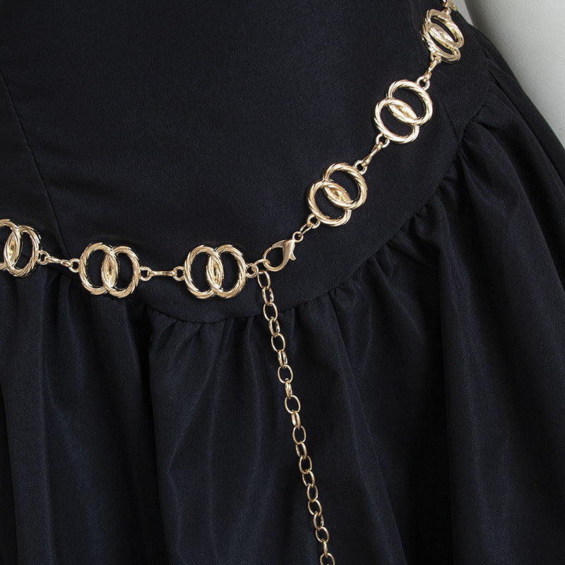 Interlocking Double Ring Chain Belt - Gold - 3