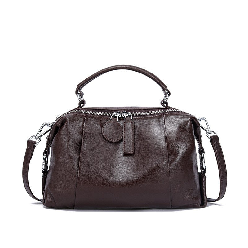 Top-Grain Leather Boston Satchel Bag