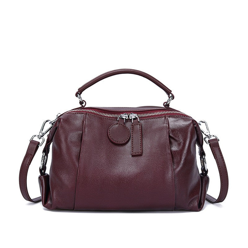 Top-Grain Leather Boston Satchel Bag