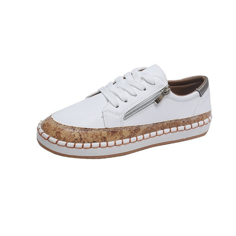 Floral Print Side Zip Lace Up Sneakers