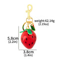 Glossy Strawberry Charm Bag Keychain - Red