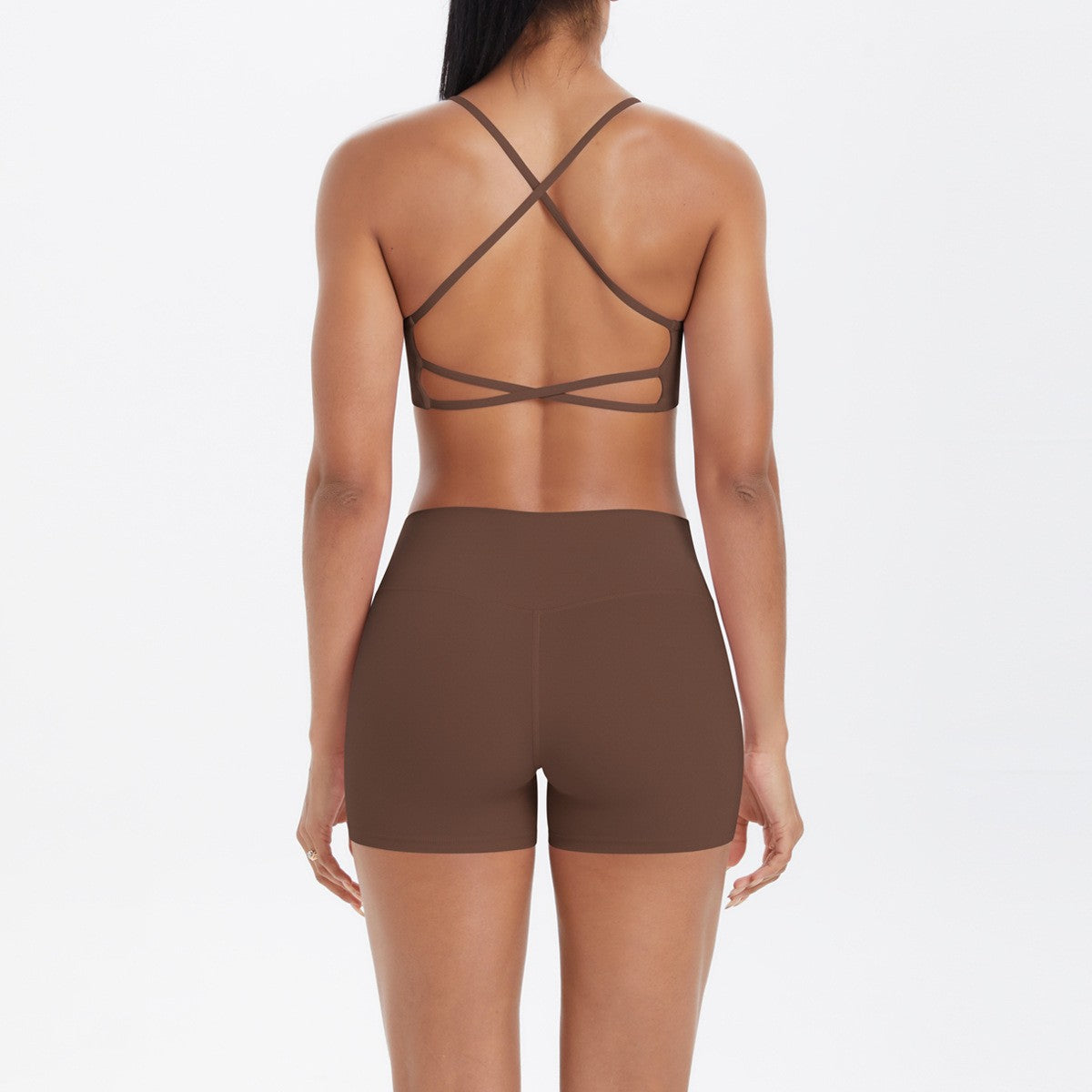 Brushed Crisscross Back Bra and Shorts Yoga Set