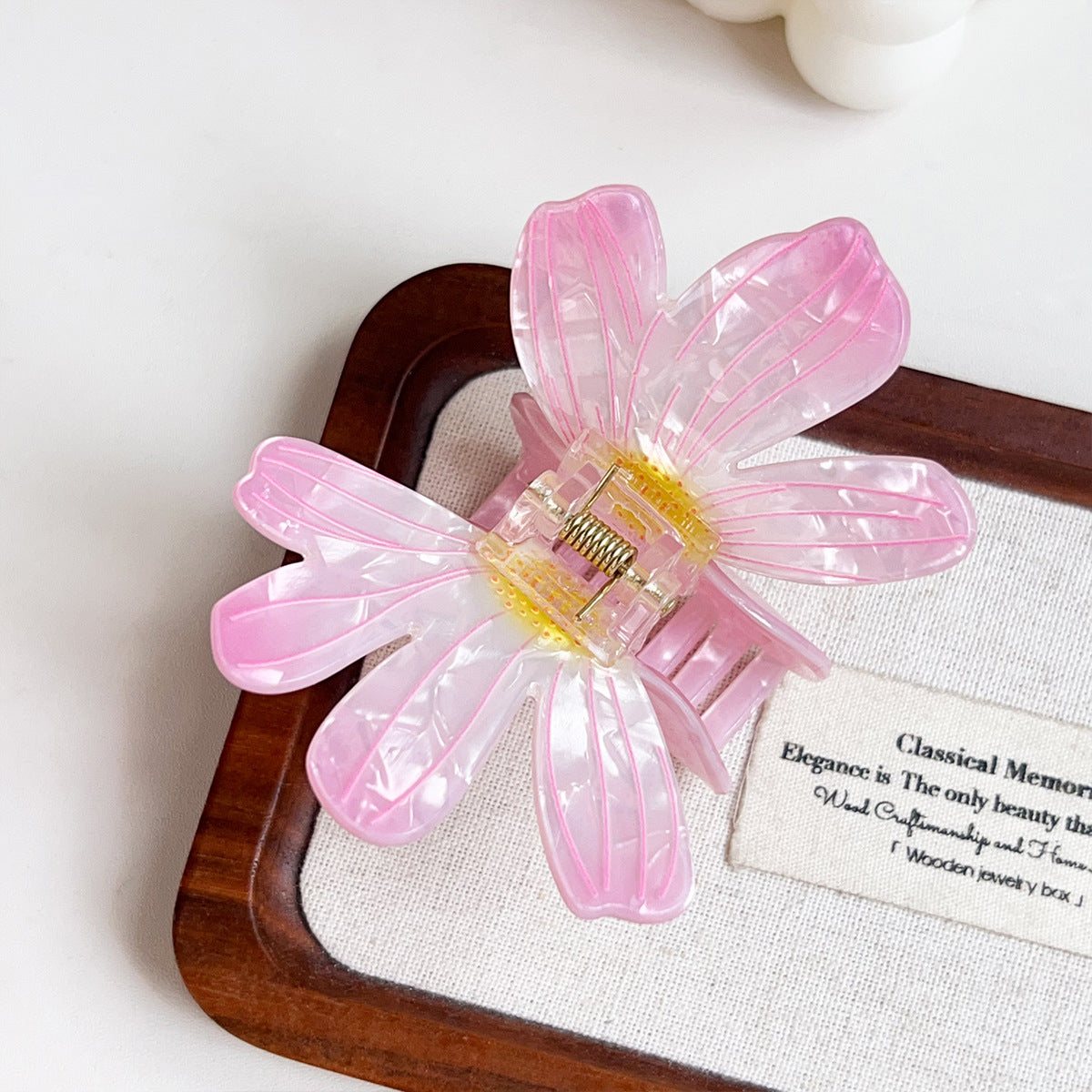 Iridescent Flower Petal Claw Hair Clip - Pink