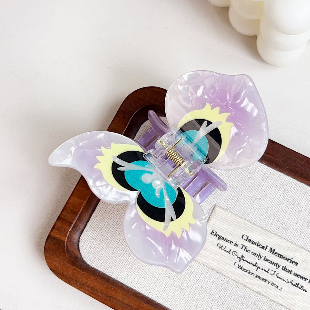 Iridescent Flower Petal Claw Hair Clip - Purple