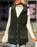 Hooded Sherpa Fleece Sleeveless Vest - Green
