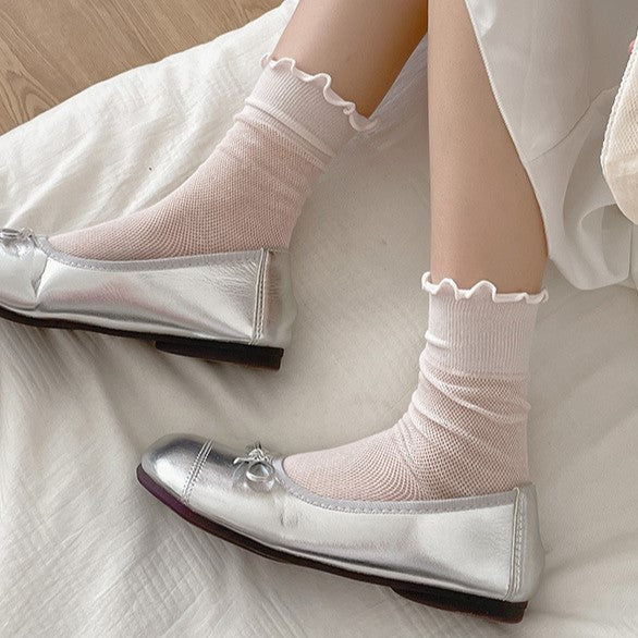 Lettuce Trim Ribbed Ankle Socks - Pink - 2