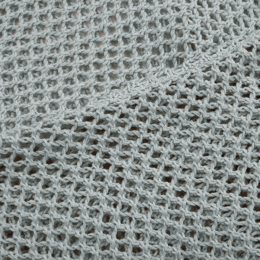 Hooded Open Knit Oversized Beach Pullover - Grey - 2