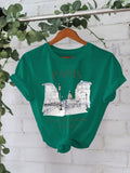 Paris Cityscape Watercolour Graphic Cotton Tee - Green