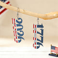 Stars and Stripes Lettering Dangle Earrings - NO-3