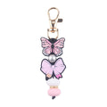 Butterfly & Daisy Pearl-Bead Bag Charm Keychain - Pink Butterfly