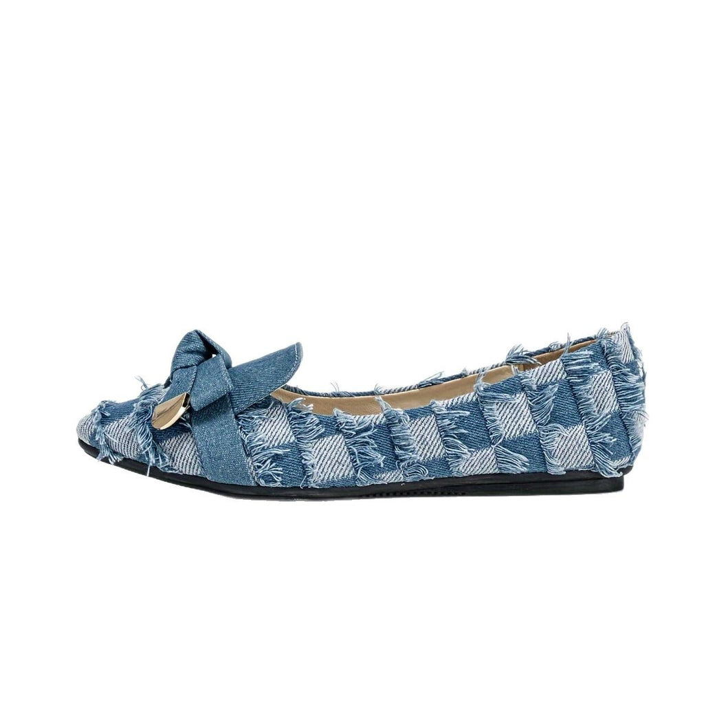 Pointed Toe Knot Bow Flats with Metal Accent
