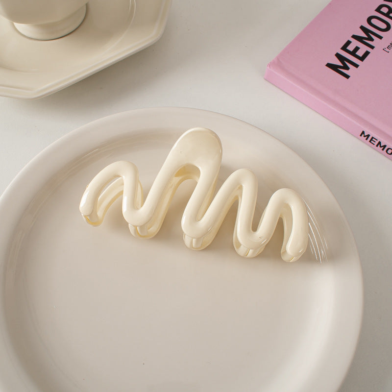 Wavy Squiggle Jelly Hair Claw Clip - White